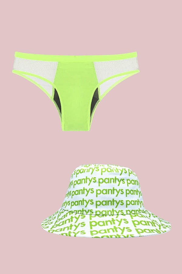 pantys period underwear kit neon bikini + bucket hat period pants